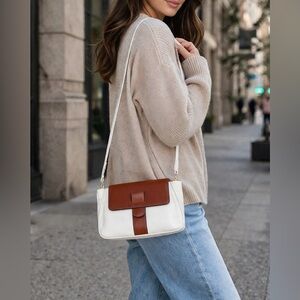 Salvatore Ferragamo Two-Tone Leather Flap Crossbody Shoulder Bag